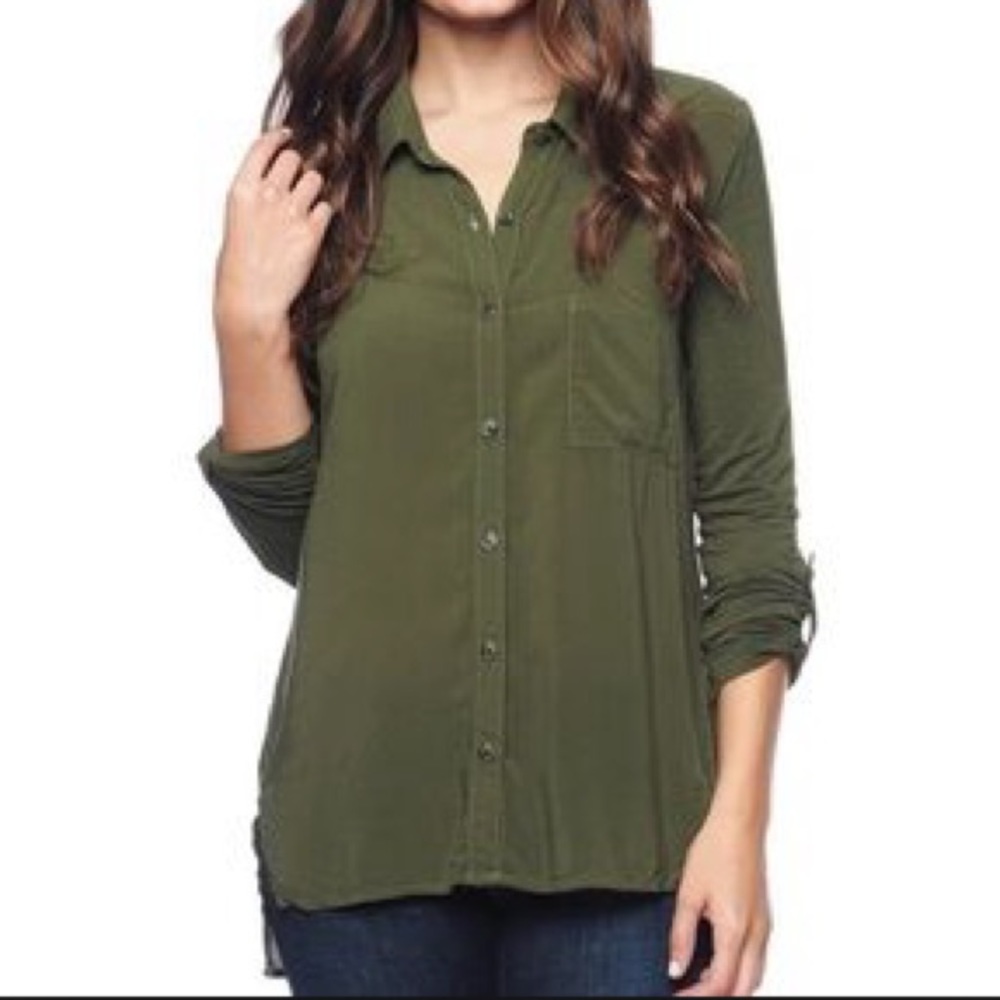 Splendid Jersey button down shirt in Gray